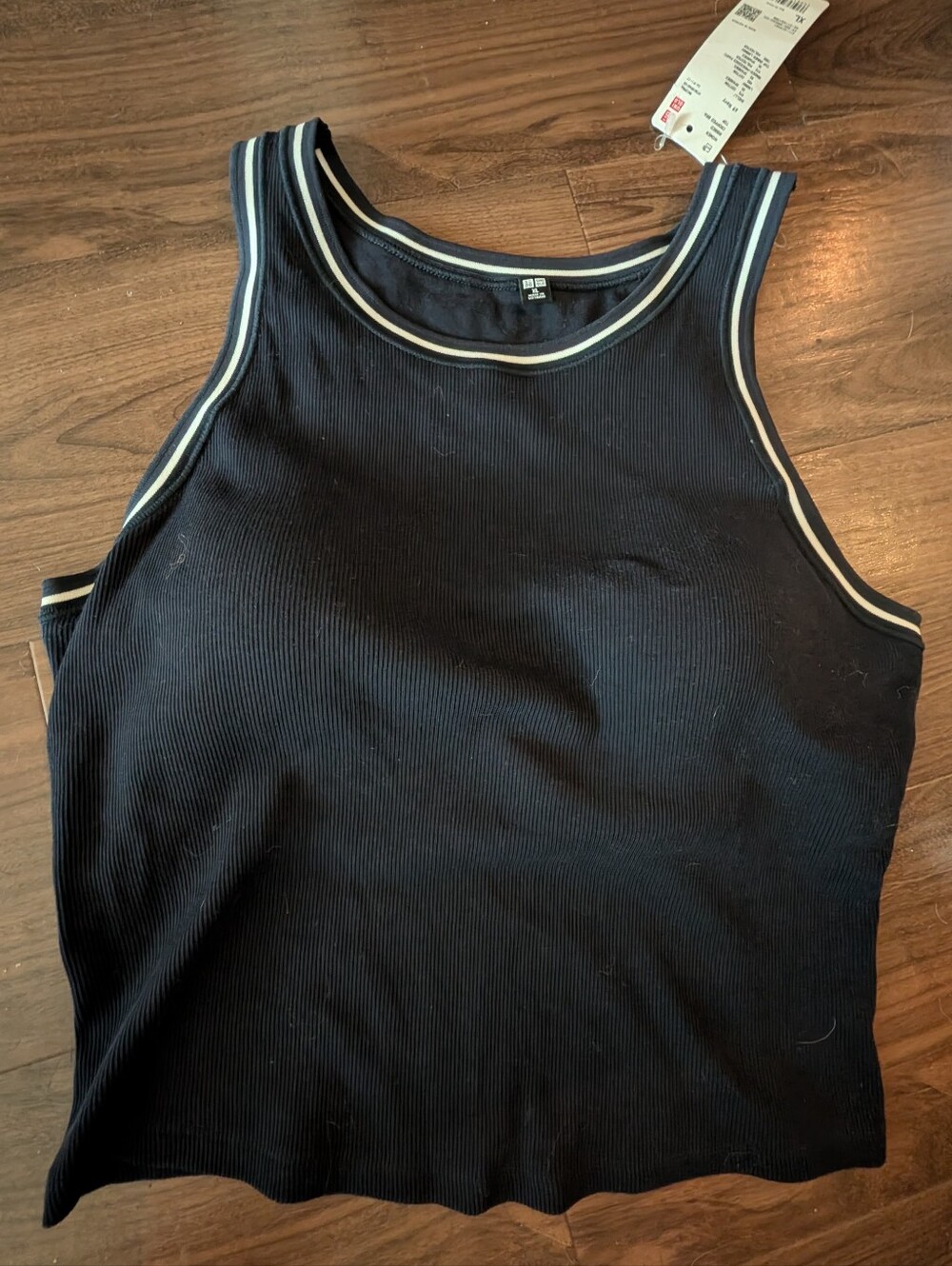NWT! Uniqlo - Ribbed Cropped Bra Tank Top 473987(52-021) | Navy |& White | XL - Picture 12 of 12